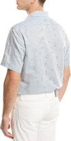 Thumbnail for your product : Brioni Floral Jacquard Short-Sleeve Sport Shirt, Light Blue