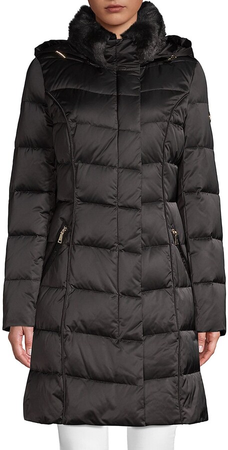 quilted coat with fur hood