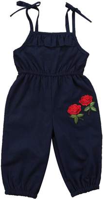Mrs.Baker'Home Infant Baby Girl Lovely Floral Love Heart Hammock Belt Jumpsuits Bodysuit Outfit (T, )