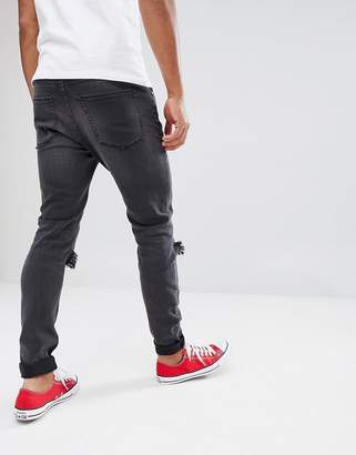 Cheap Monday Him Spray Ripped Super Skinny Jeans Blow Black