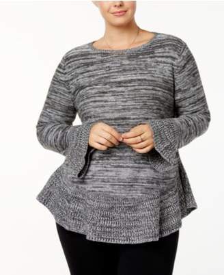 Style&Co. Style & Co Plus Size Marled Ruffled Sweater, Created for Macy's