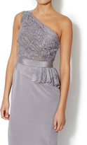 Thumbnail for your product : Notte by Marchesa 3135 Silk One Shoulder Lace Peplum Gown