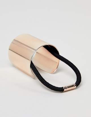 ASOS DESIGN pack of 2 sleek hair cuffs in rose gold and white