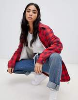 Thumbnail for your product : ASOS Design DESIGN tartan shacket with borg lining