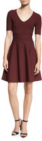 Thumbnail for your product : Alexander Wang T by Short-Sleeve Ribbed-Trim Circle Dress, Wine