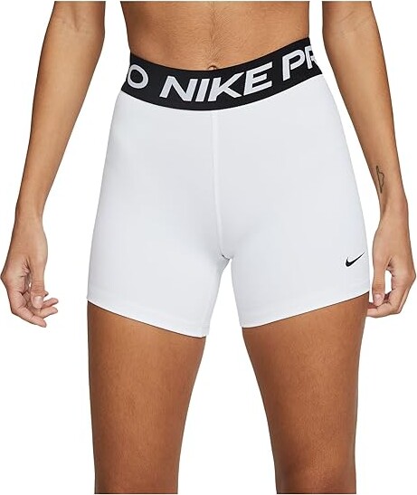 Nike Pro 5 Shorts Women's Shorts White/Black/Black : SM (US 4-6), Elastane/Polyester