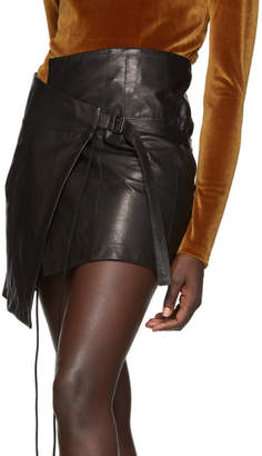 Ann Demeulemeester Black Leather Wrap Miniskirt