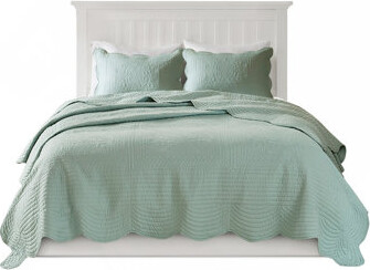 Tingkunke Full/Queen 3 Piece Quilt Set Reversible Scalloped Edge Quilt Set Soft Microfiber Cotton Filling Country Style
