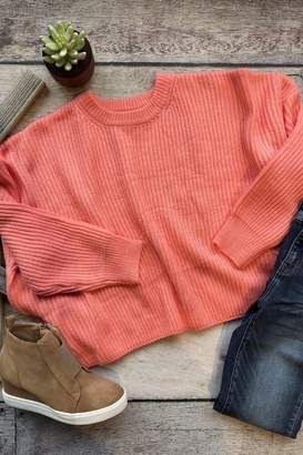 Cotton Candy Coral Cropped Sweater