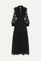 Thumbnail for your product : Miu Miu Crystal-embellished Velvet-trimmed Lace Gown - Black