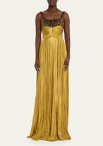 Thumbnail for your product : J. Mendel Emb. Bustier Silk Hand Pleated Gown