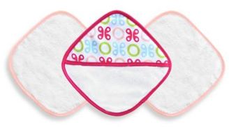 JJ Cole 3-Piece Washcloth Set in Pink Butterfly