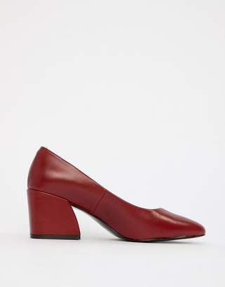 ASOS Design DESIGN Sahara leather mid heeled court shoes in red leather