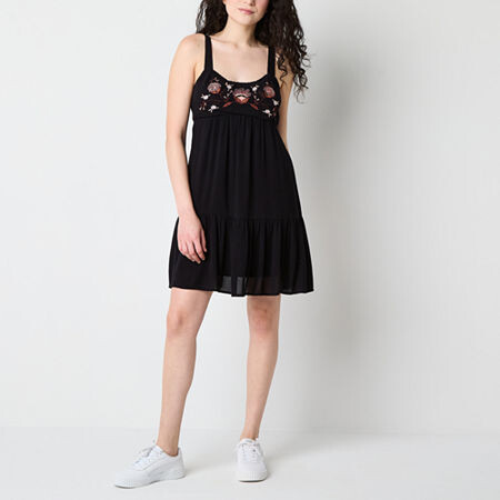 Arizona Womens Sleeveless Floral Juniors Fit + Flare Dress
