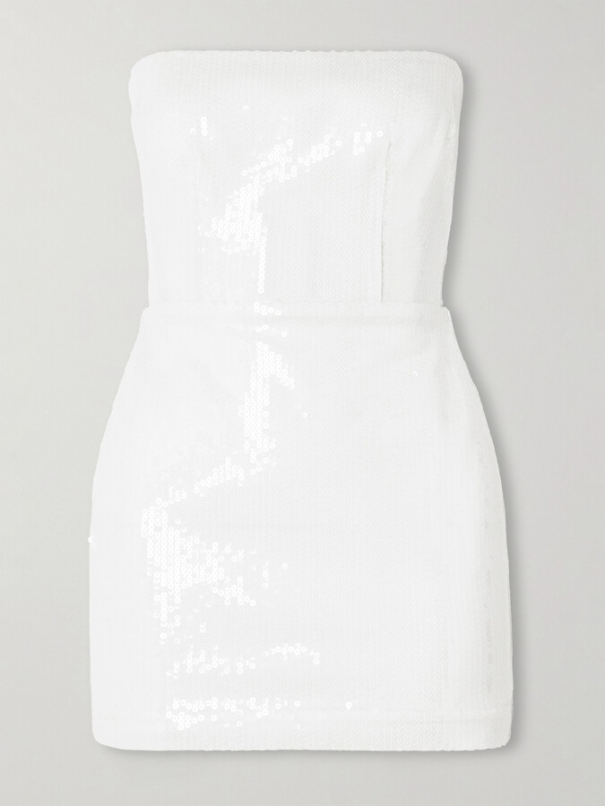 Alex Perry - Strapless Sequined Tulle Mini Dress - White