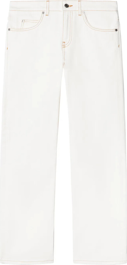 Off-White Contrast-Stitching Straight-Leg Jeans