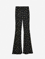 Thumbnail for your product : Topshop Floral-print flared high-rise stretch-woven trousers