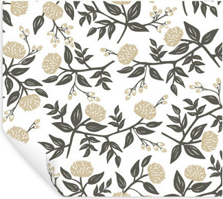 Rifle Paper Co. Peonies Gold Floral Premium Peel and Stick Wallpaper