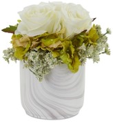 Thumbnail for your product : Nearly Natural Rose & Hydrangea Artificial Arrangement in Faux Marble Vase