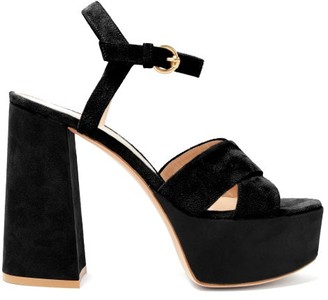 Gianvito Rossi Crossover-front 70 Platform Suede Sandals - Womens - Black