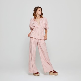 A Line Clothing Pink Wide Trousers With Pleats
