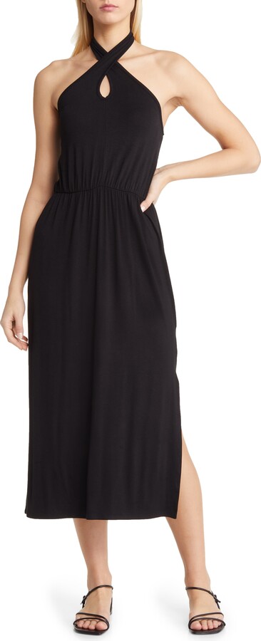 Loveappella Twist Halter Neck Midi Dress