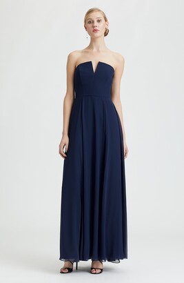Dessy Collection Strapless Chiffon A-Line Gown