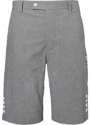 Moncler Gamme Bleu Slim-Fit Cotton-Seersucker Shorts - Gray