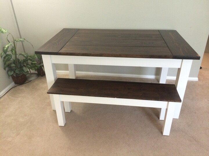 Rustic Farmhouse Harvest Table Walnut Top White Base