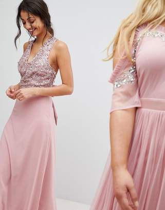 Maya Tall Sleeveless Sequin Bodice Maxi Dress With Cutout And Bow Back Detail