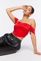 Thumbnail for your product : Forever 21 Pleated Off-the-Shoulder Crop Top