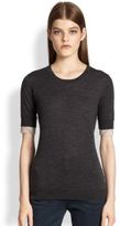 Thumbnail for your product : Burberry Merino Check-Cuff Top