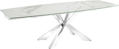 Casabianca Furniture Extendable Genuine Marble Pedestal Dining Table