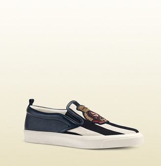 Gucci Striped Canvas Slip-On Sneaker