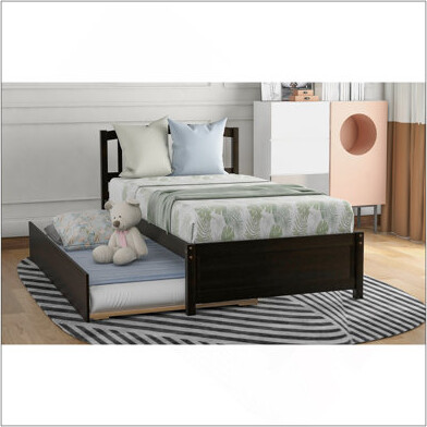 Twin Size Platform Bed Wood Bed Frame With Trundle