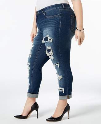 INC International Concepts Plus Size Ripped Boyfriend Jeans, Created for Macy's