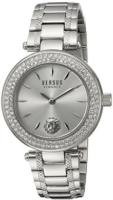 Versus By Versace Versus Versace Women's 'BRICK LANE CRYSTAL' Quartz Stainless Steel Casual Watch, Color:Silver-Toned (Model: S71080016)