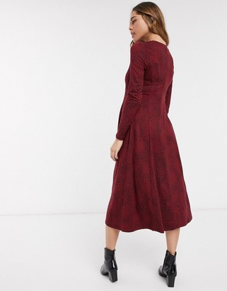 New Look Maternity soft touch midi smock dress in red pattern