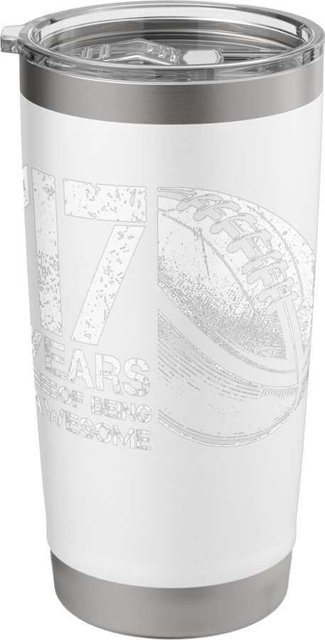 Retro Rugby Football Birthday Gifts Boys Girls 17th Birthday Retro Rugby Player 17 Years Old Boy Girl Stainless Steel Insulated Tumbler