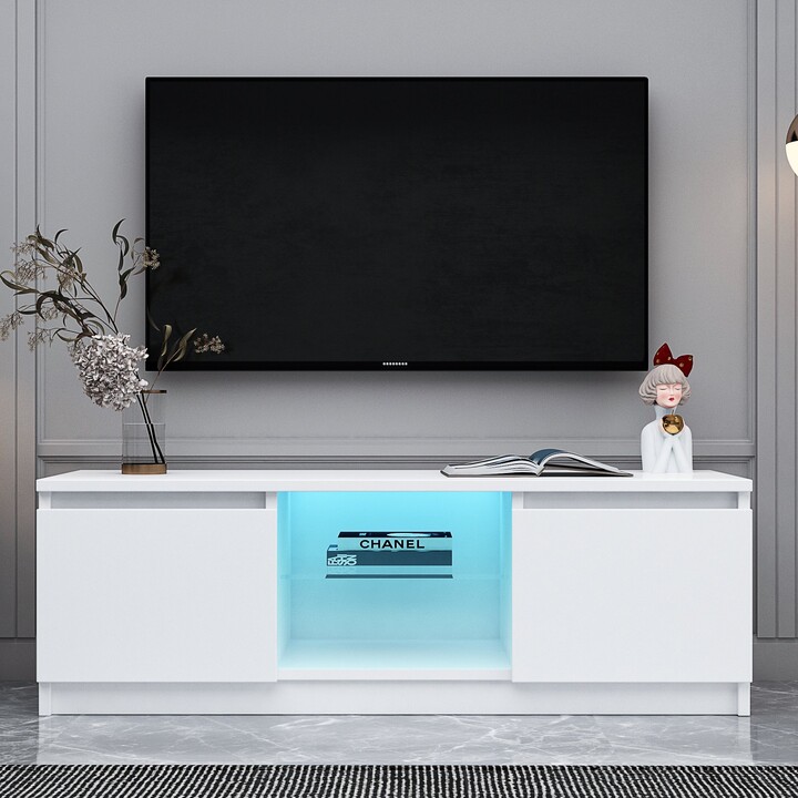 TOSWIN TV Wholesale White TV Stand with Lights Modern LED TV with Storage