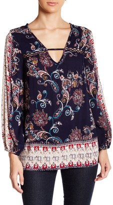 Angie Long Sleeve Printed Blouse
