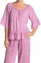Thumbnail for your product : Kensie Floral 3/4 Sleeve Ruffled Pajama Top