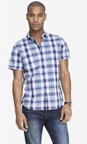 Thumbnail for your product : Express Plaid Short Sleeve Shirt