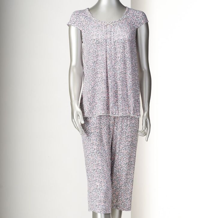 Vera Wang Simply Vera Pajamas Spring Blossoms Tee & Clamdigger Pajama Set Women's Plus Size