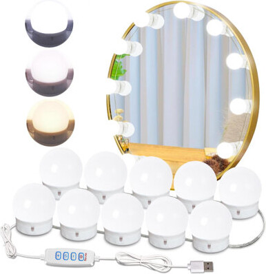 Textiles Hub Led Vanity Mirror Lights,Vanity Lights For Makeup Dressing Mirror Lighting,10 Dimmable Bulbs,Adjustable Light Color & Brightness,USB Cable,Mirror Not