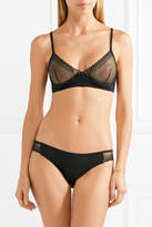 Thumbnail for your product : Skin - Kaia Lace And Stretch Organic Pima Cotton-jersey Soft-cup Bra - Black