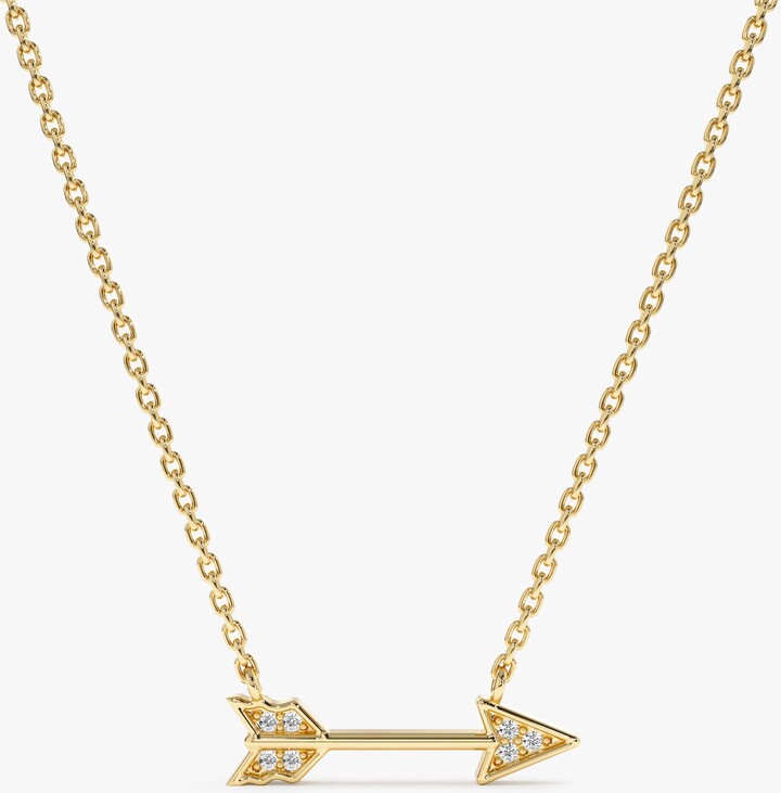Etsy 14K Gold Diamond Arrow Necklace, Bow & Arrow, Solid Charm Dainty Layering Eros Catherine
