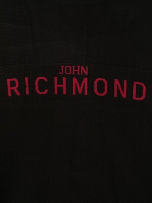John Richmond Junior TEEN logo-print roll-neck jumper