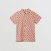 Thumbnail for your product : Burberry Short-sleeve Monogram Print Cotton Poplin Shirt
