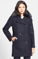 Thumbnail for your product : Soia & Kyo Double Breasted Peacoat with Faux Fur Collar (Online Only)